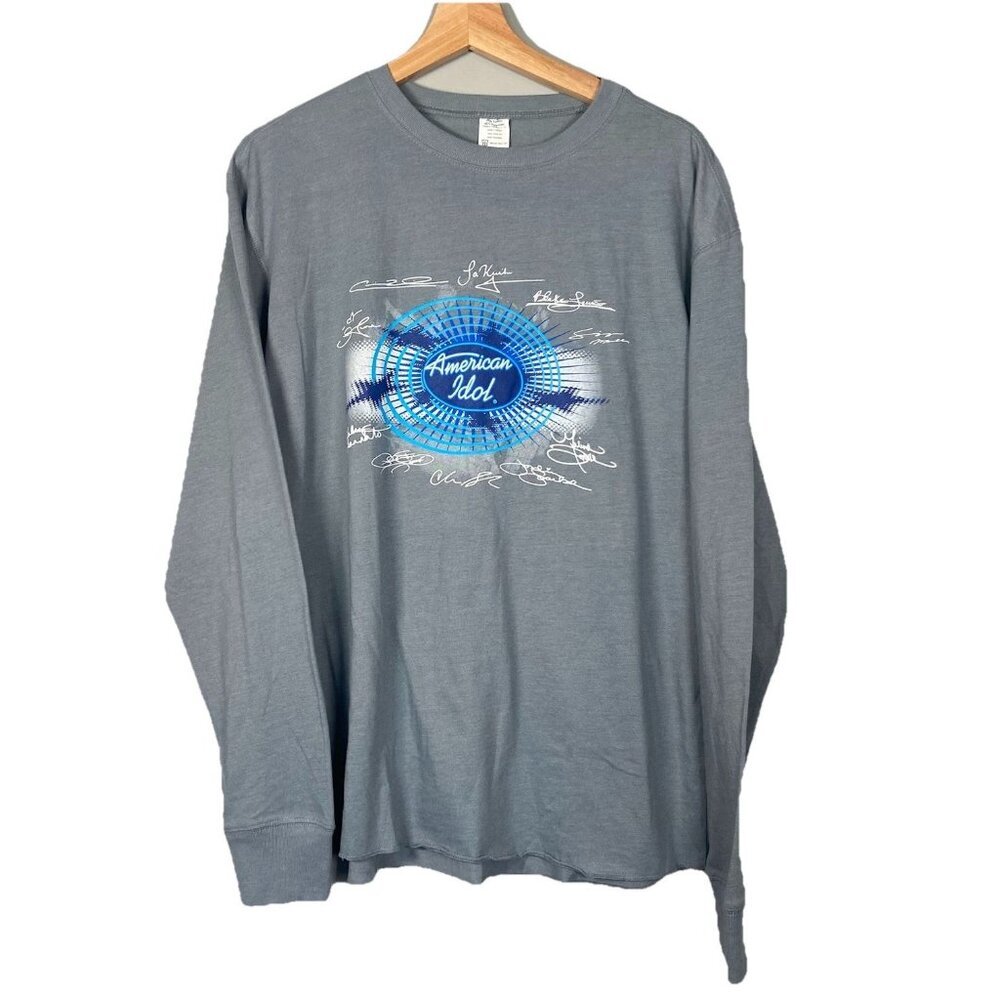 VTG American Idol Kellogg's Pop Tarts Promo Gray Long Sleeve T-Shirt Mens XLarge